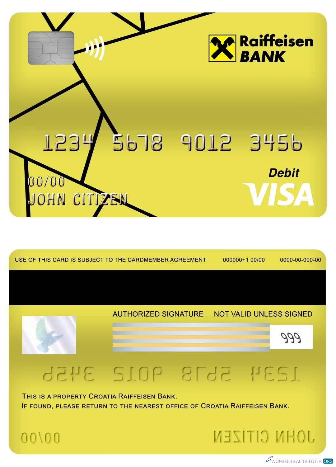Download Croatia Raiffeisen bank visa debit card Photoshop template